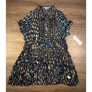 NY Collection Women's XL  Button Up Blouse Pleated Rayon Stretch‎ NWT C35